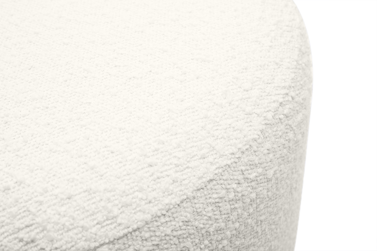 Pouf rotondo in tessuto effetto lana boucl bianco e metallo dorato D54 cm AMAYA