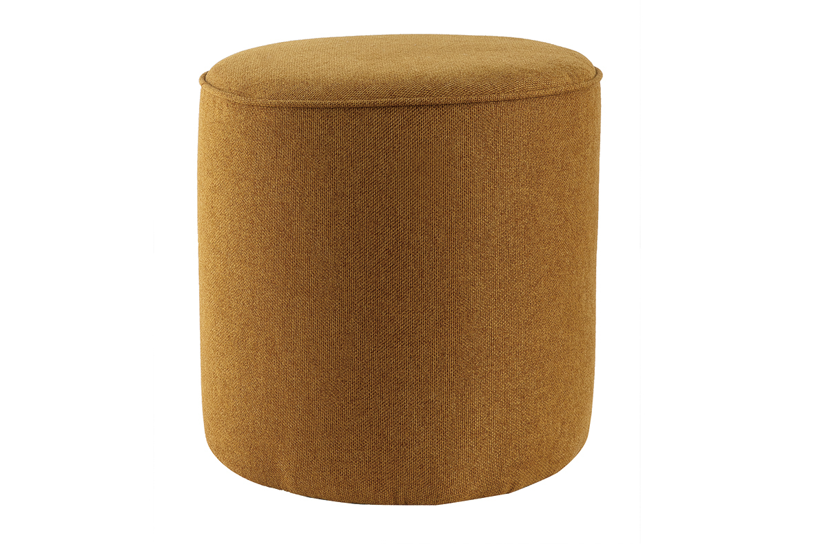 Pouf rotondo in tessuto giallo cumino D40 cm COQ