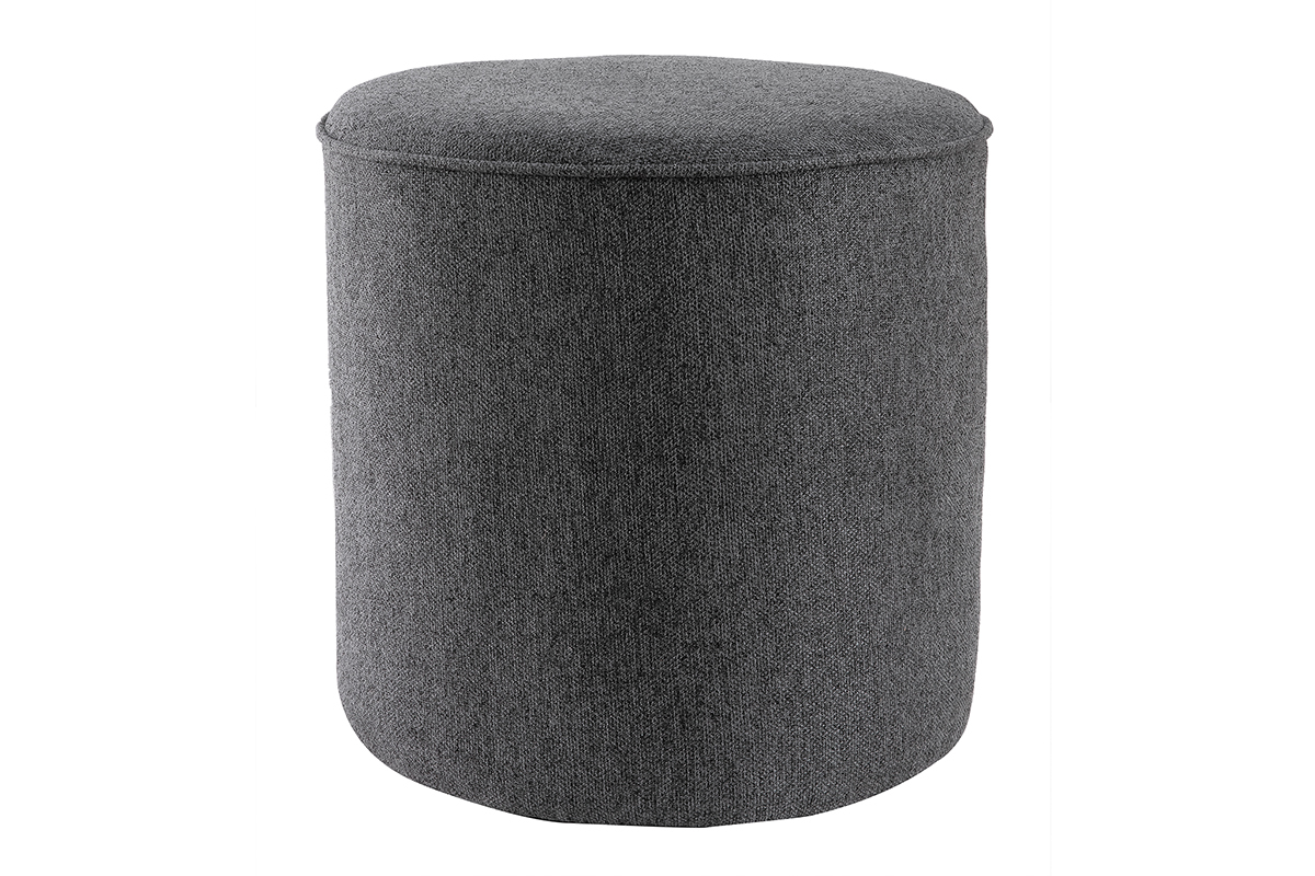 Pouf rotondo in tessuto grigio antracite D40 cm COQ