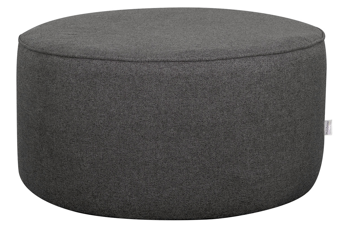 Pouf rotondo in tessuto grigio antracite D70 cm COQ