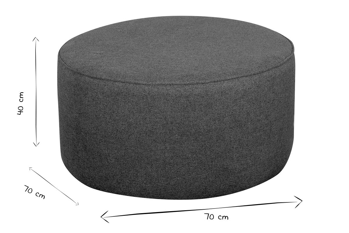 Pouf rotondo in tessuto grigio antracite D70 cm COQ