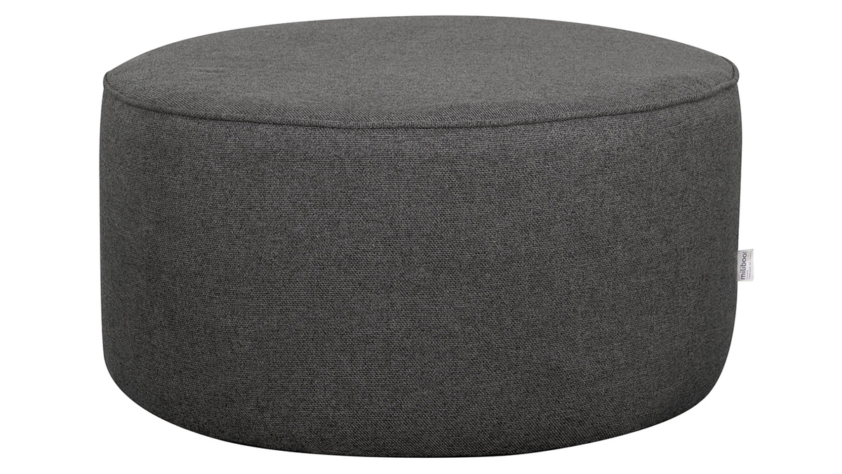 Pouf rotondo in tessuto grigio antracite D70 cm COQ