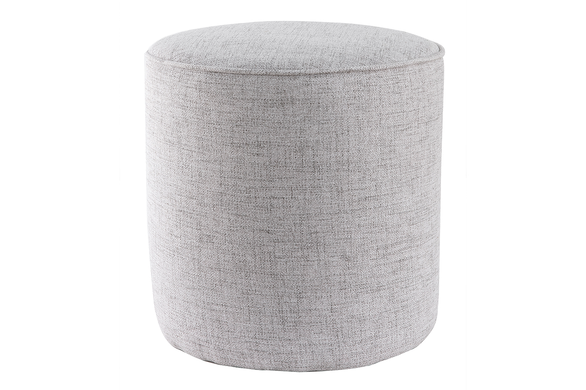 Pouf rotondo in tessuto grigio chiaro D40 cm COQ