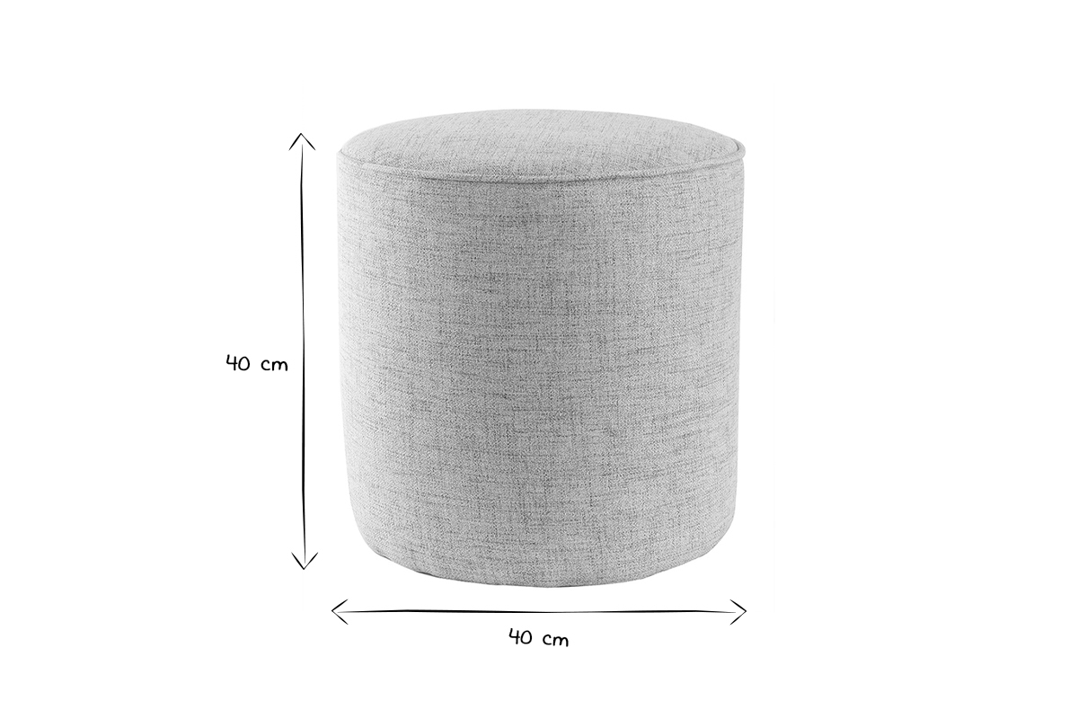 Pouf rotondo in tessuto grigio chiaro D40 cm COQ