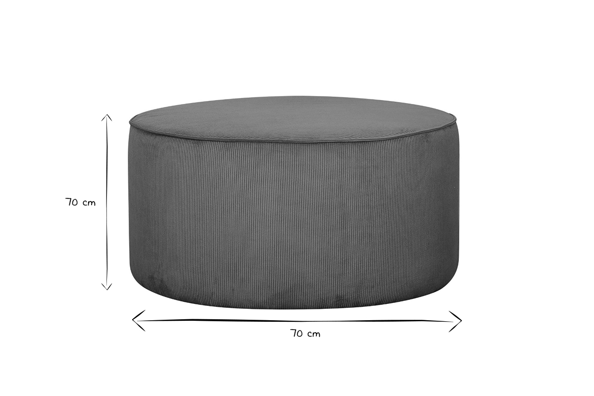 Pouf rotondo in velluto a coste color bruciato D70 cm LOUIS