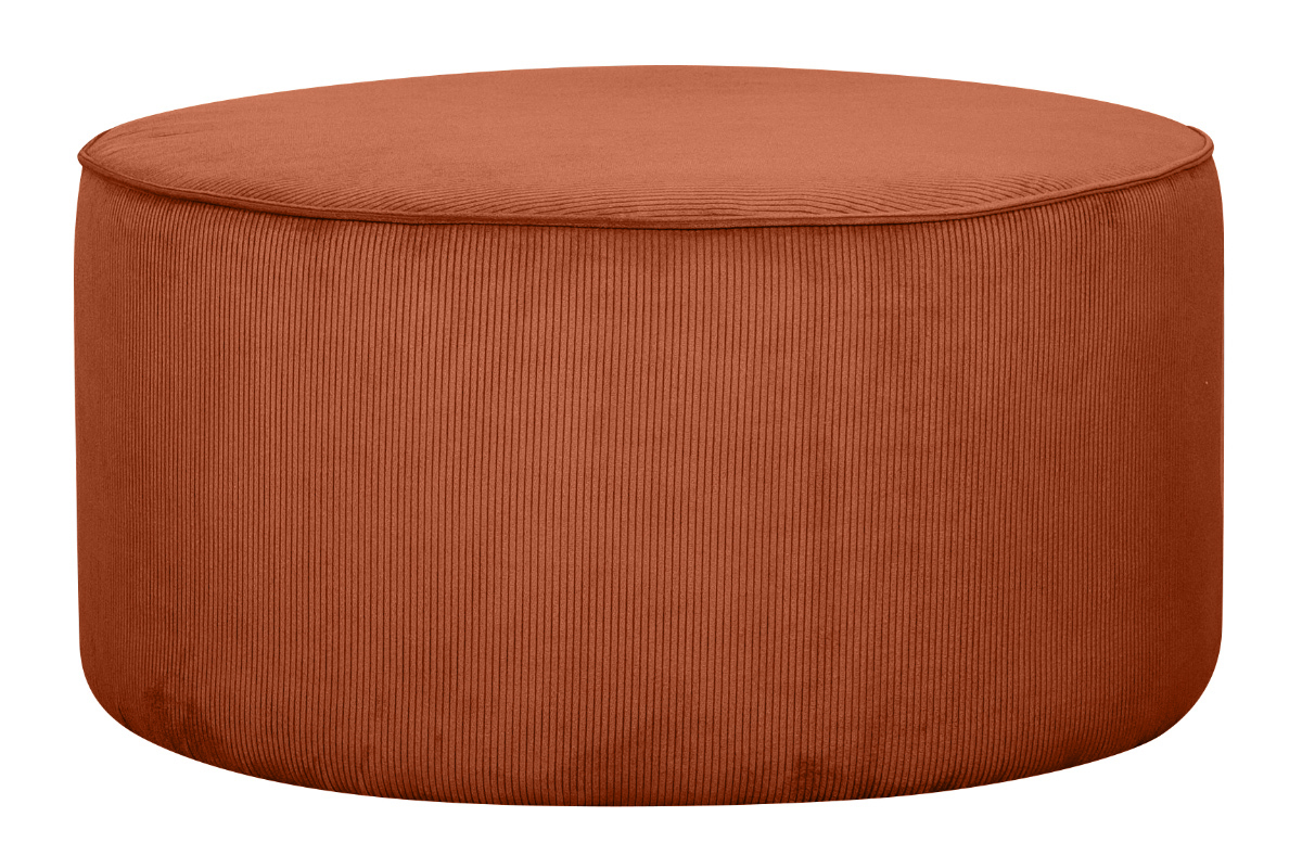 Pouf rotondo in velluto a coste color bruciato D70 cm LOUIS