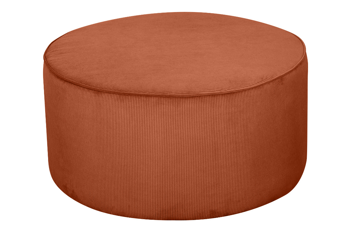 Pouf rotondo in velluto a coste color bruciato D70 cm LOUIS