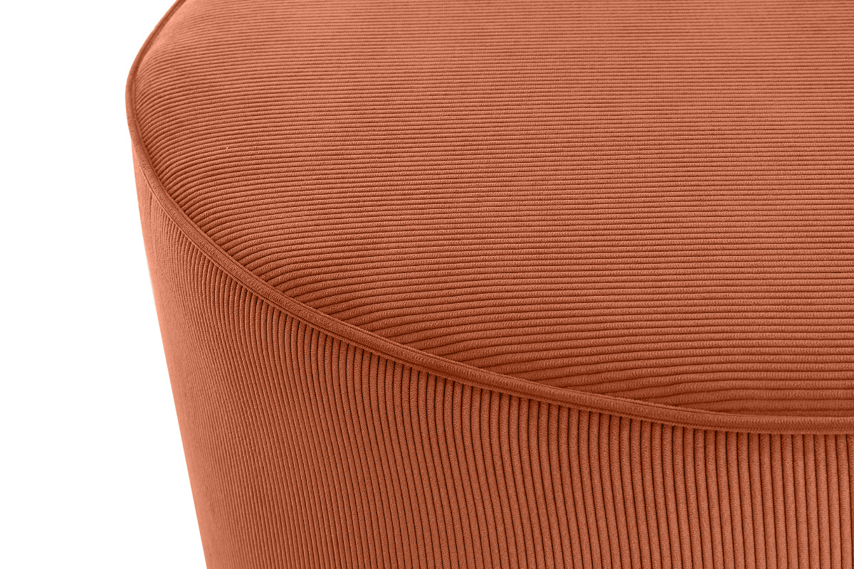 Pouf rotondo in velluto a coste color bruciato D70 cm LOUIS