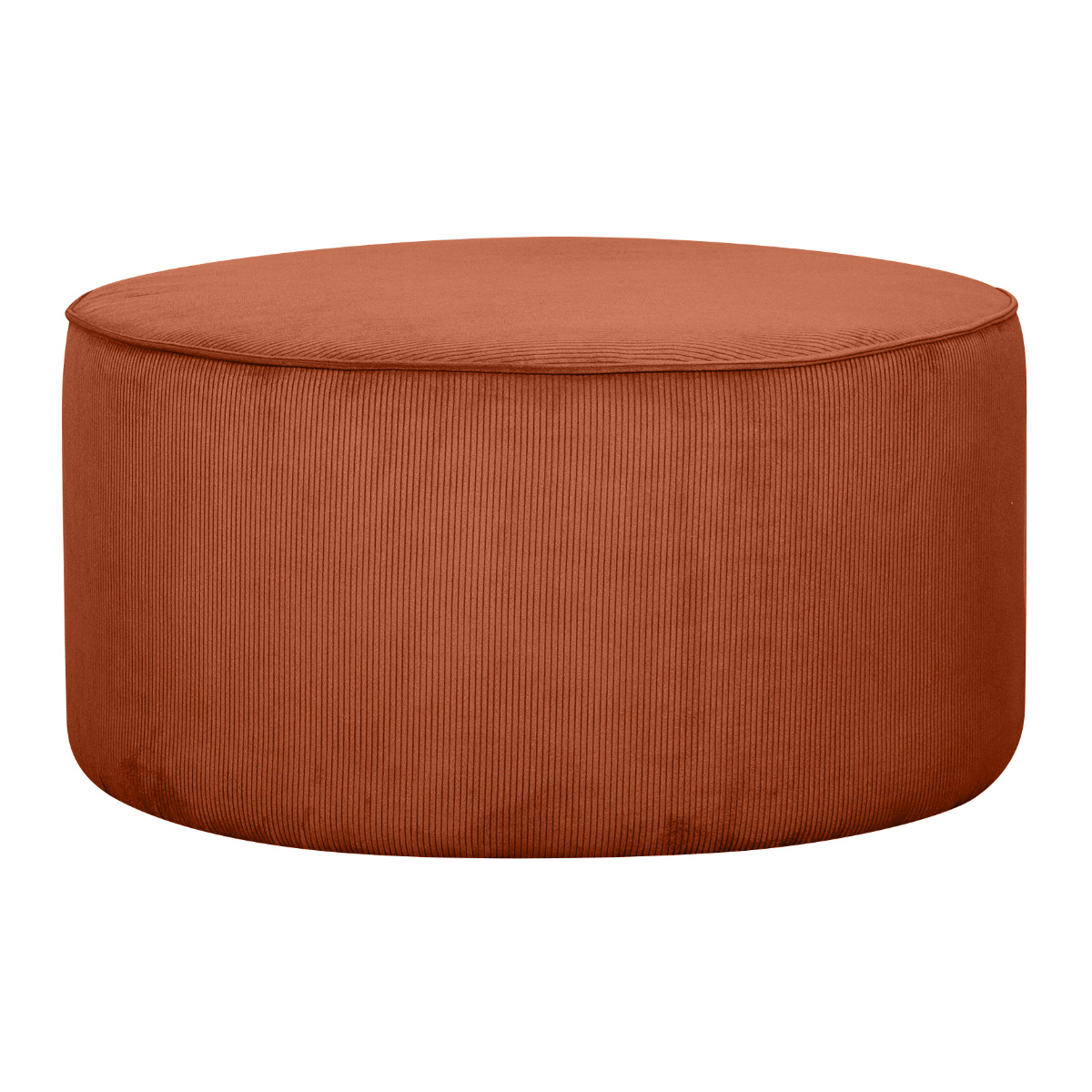 Pouf rotondo in velluto a coste color bruciato D70 cm LOUIS