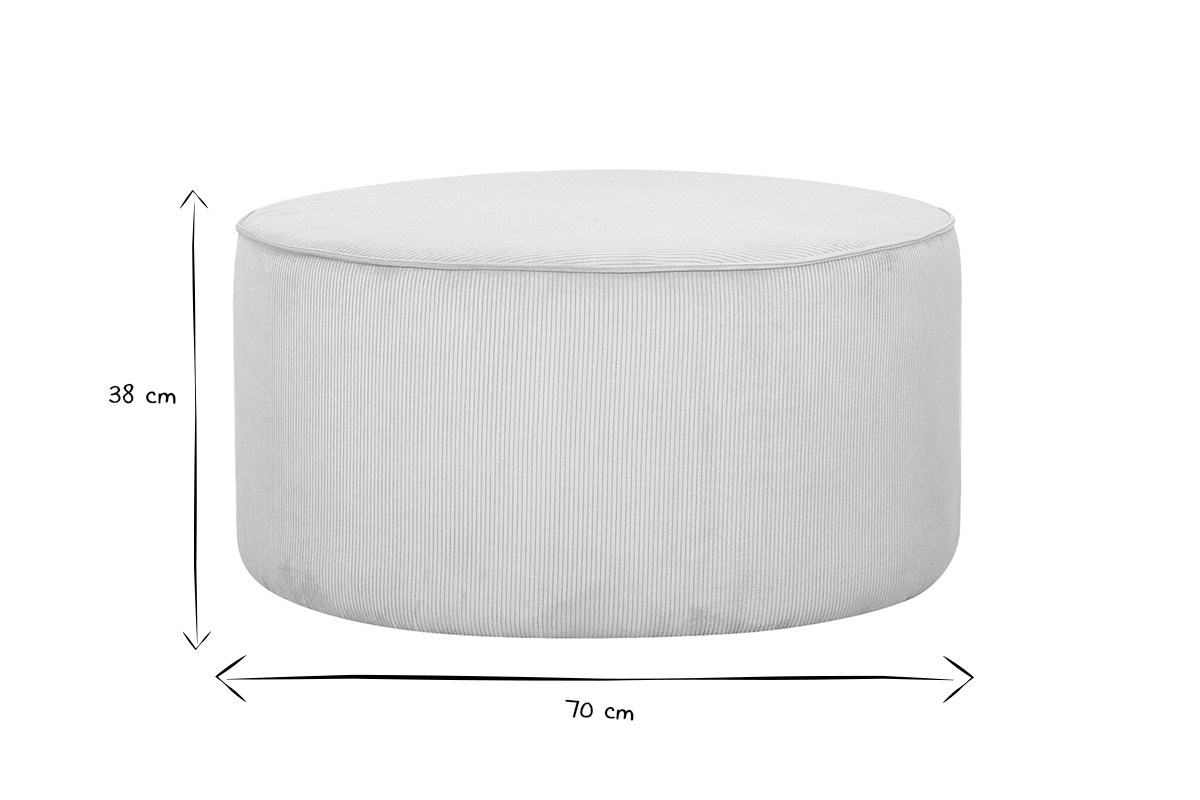 Pouf rotondo in velluto a coste cru D70 cm LOUIS