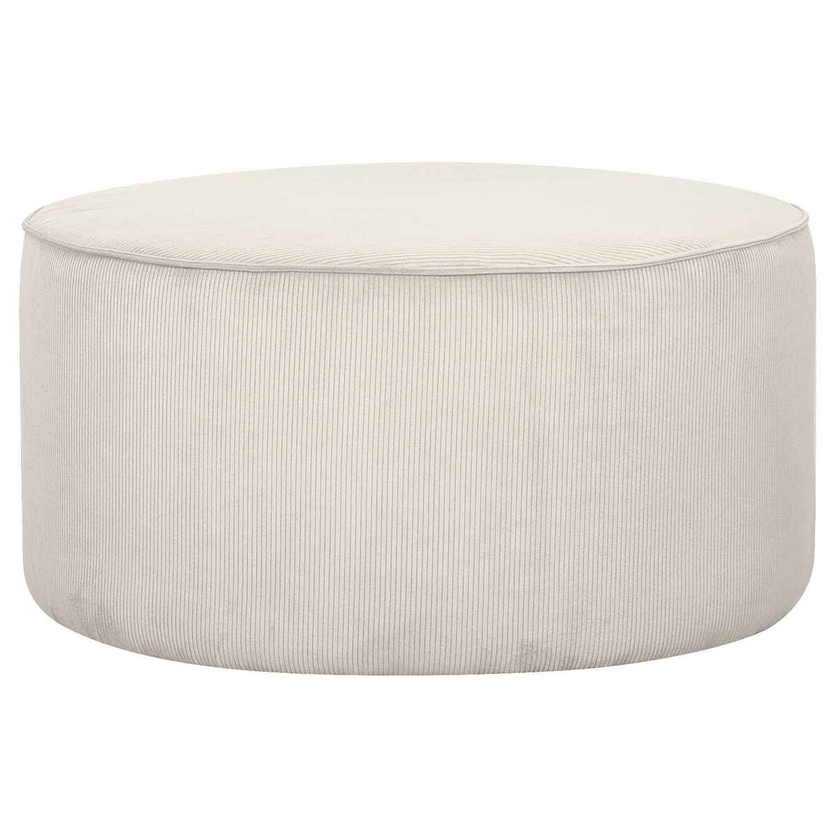 Pouf rotondo in velluto a coste écru D70 cm LOUIS