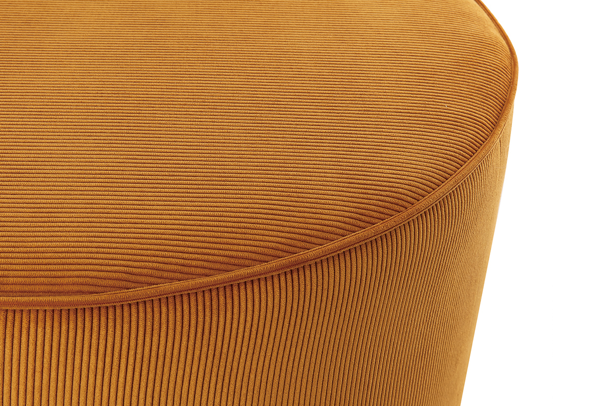 Pouf rotondo in velluto a coste giallo D70 cm LOUIS