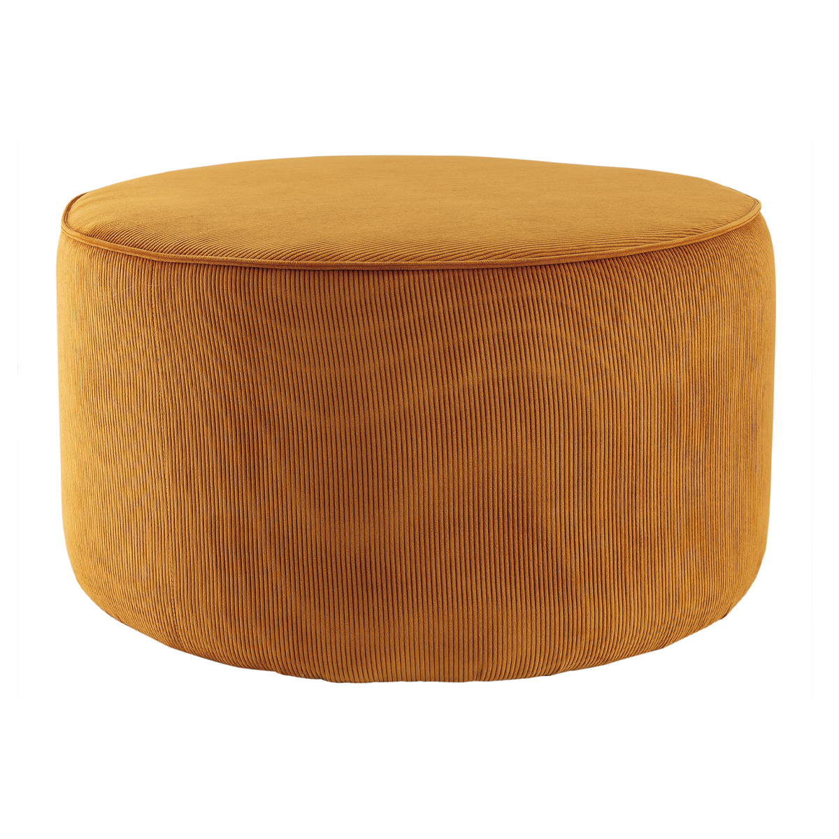 Pouf rotondo in velluto a coste giallo D70 cm LOUIS