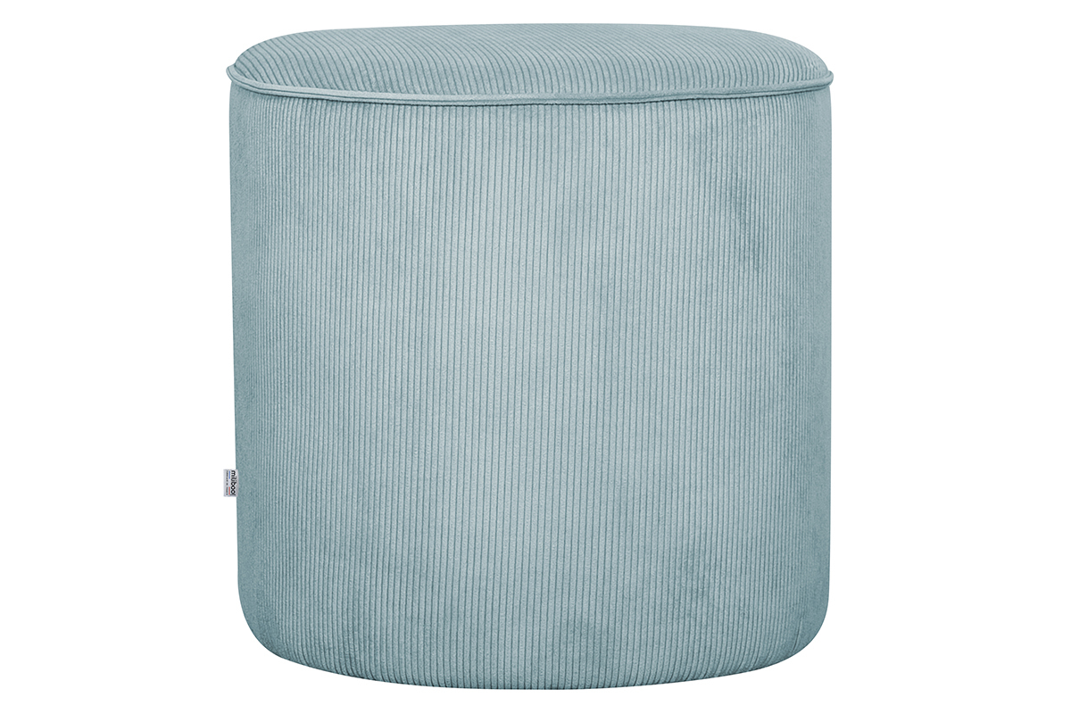 Pouf rotondo in velluto a coste grigio-blu D40 cm LOUIS