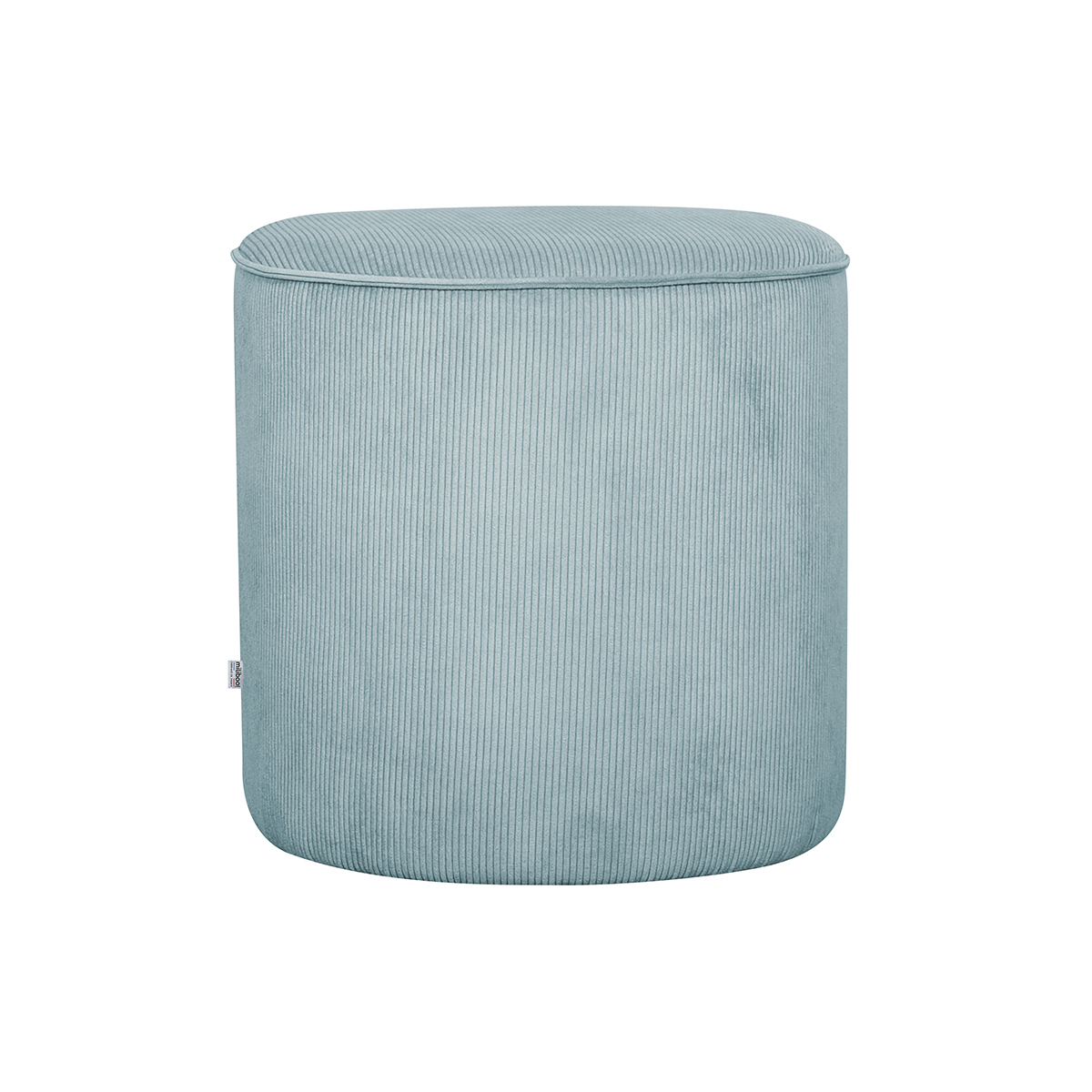 Pouf rotondo in velluto a coste grigio-blu D40 cm LOUIS