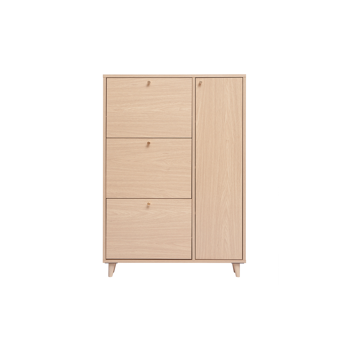 Scarpiera finitura legno chiaro rovere e metallo dorato L90 cm SILVESTRE