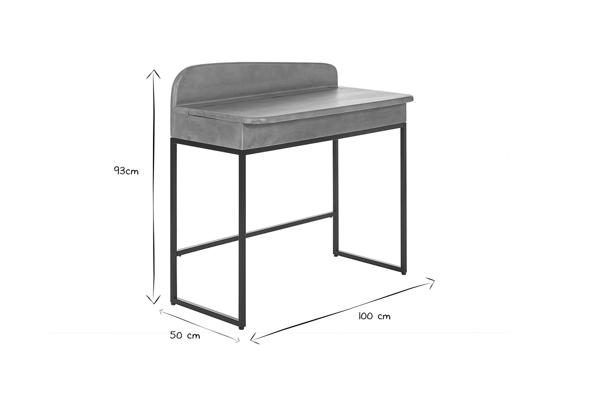 Scrivania con vano contenitore legno massello di mango L100 cm SHIVA