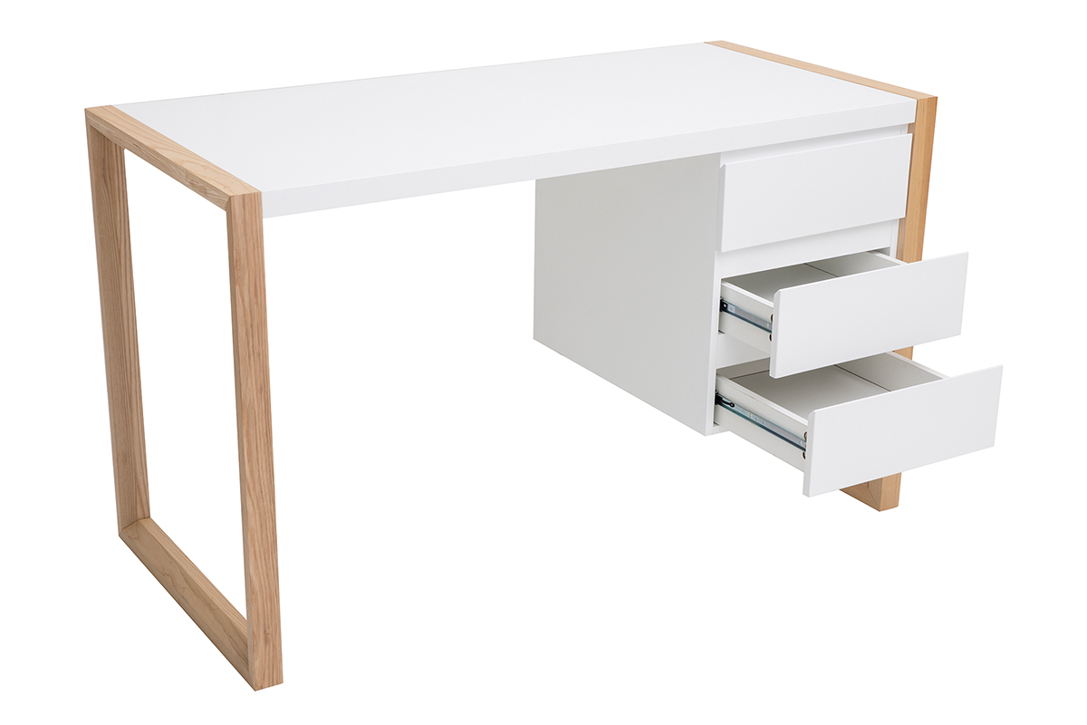 Scrivania design 3 cassetti bianco ARMEL