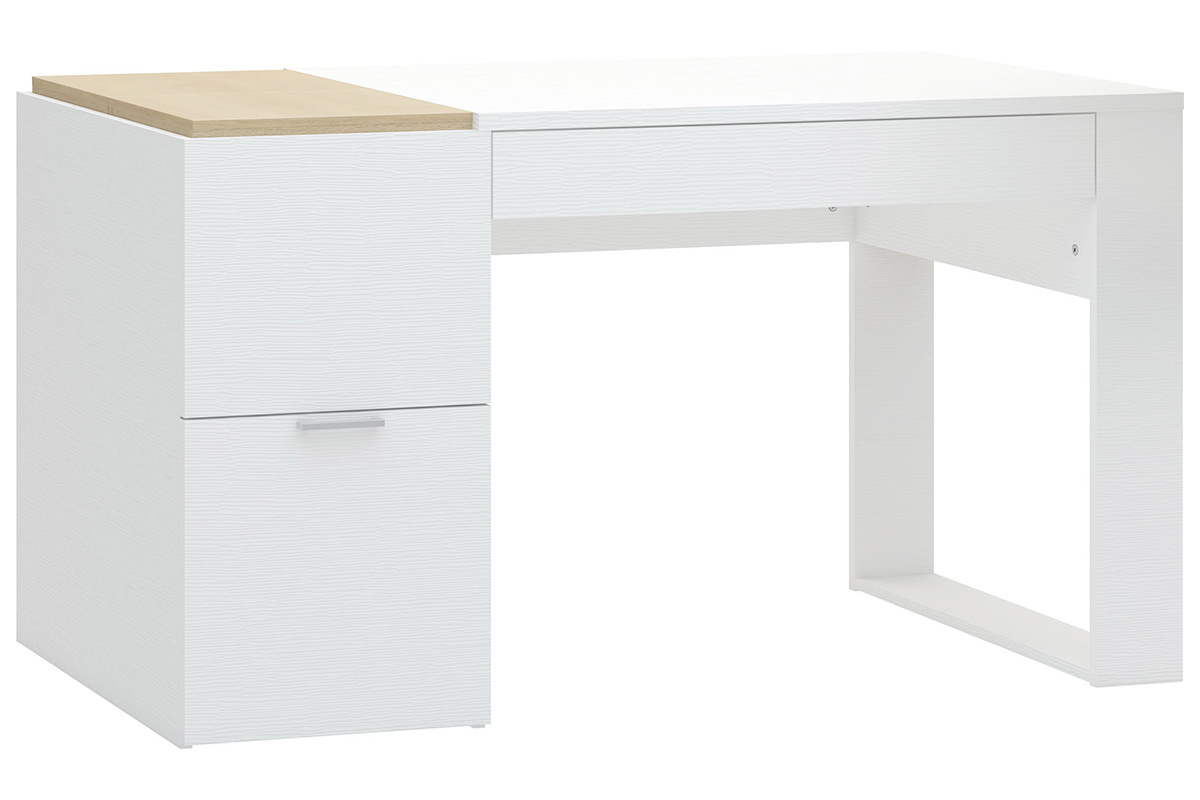 Scrivania design con ripiani bianco e legno L142 cm OCTAVE