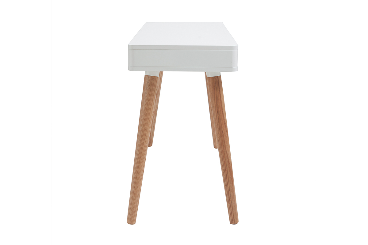 Scrivania design scandinava bianca e legno L115 cm TOTEM