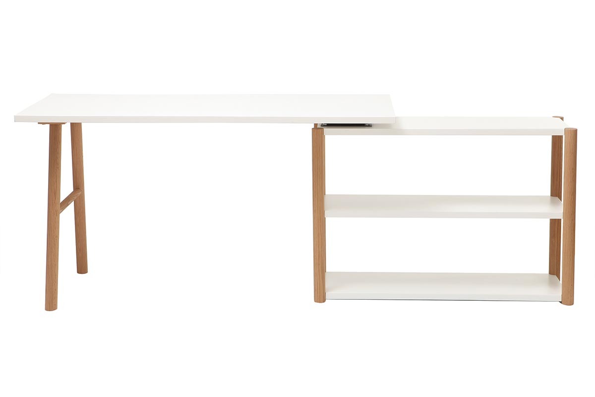 Scrivania girevole design scandinavo bianco e quercia GILDA