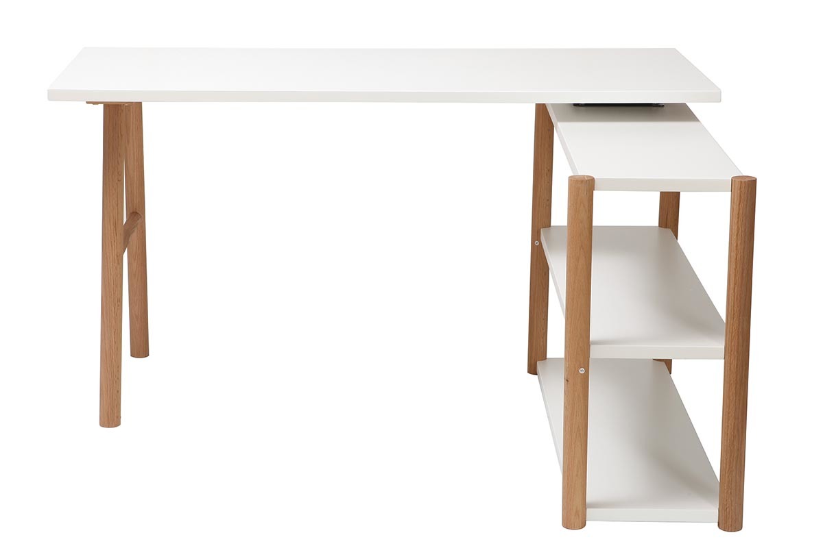 Scrivania girevole design scandinavo bianco e quercia GILDA