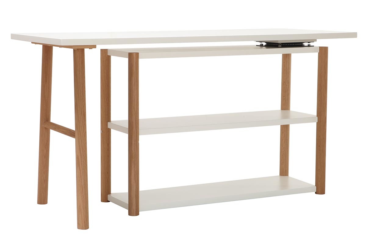 Scrivania girevole design scandinavo bianco e quercia GILDA