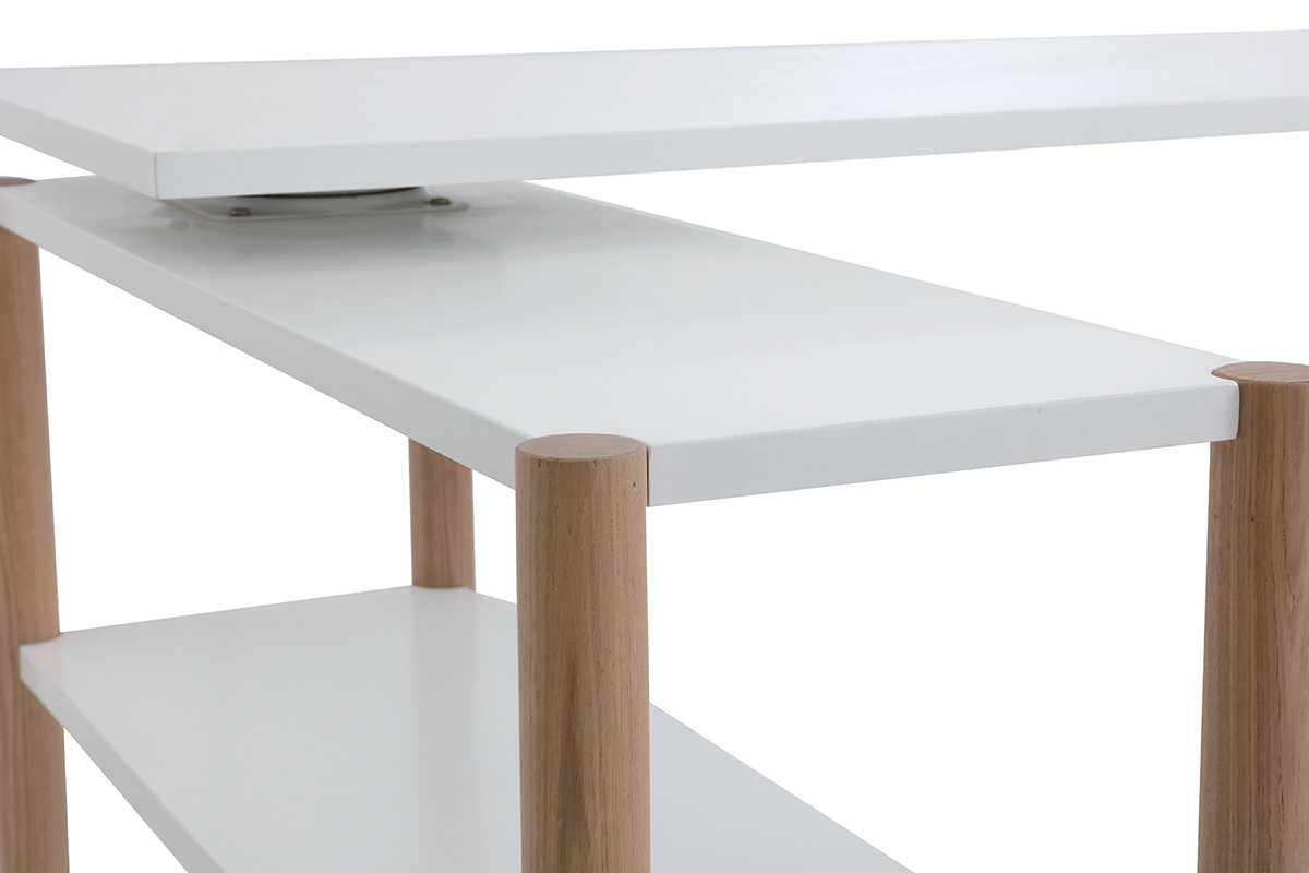 Scrivania girevole design scandinavo bianco e quercia GILDA