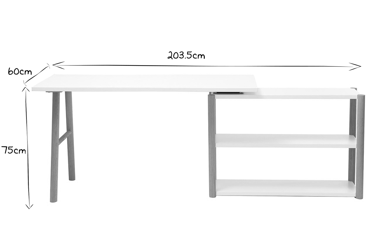 Scrivania girevole design scandinavo bianco e quercia GILDA