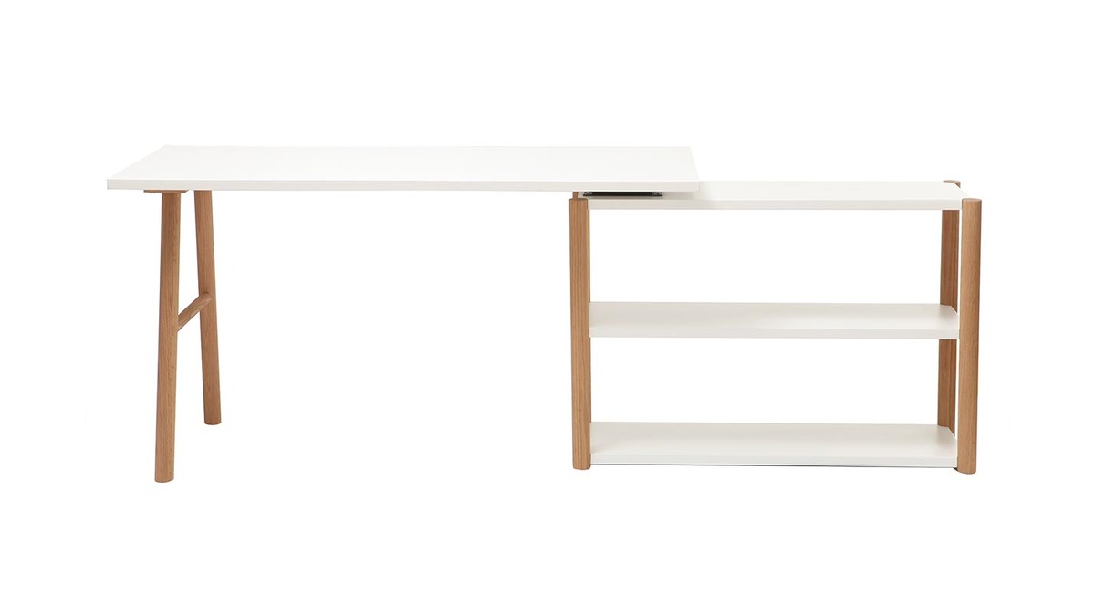 Scrivania girevole design scandinavo bianco e quercia GILDA