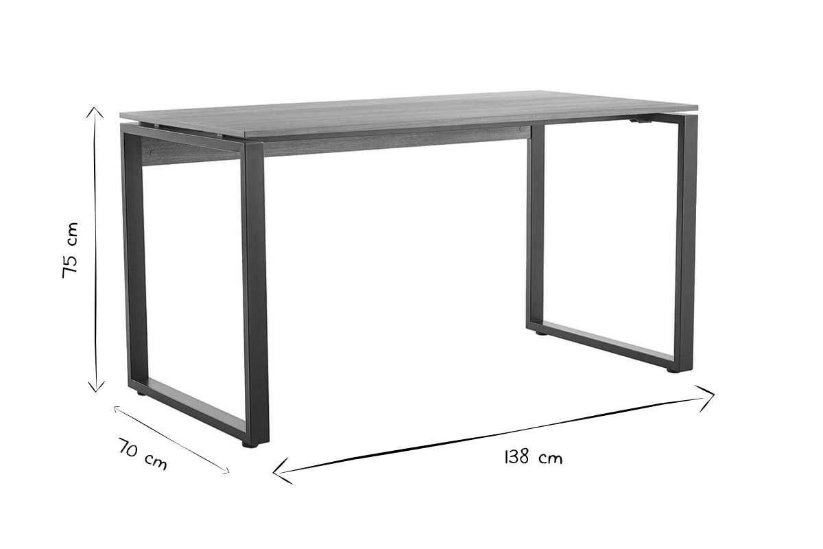 Scrivania legno scuro e metallo nero L138 cm OPAL