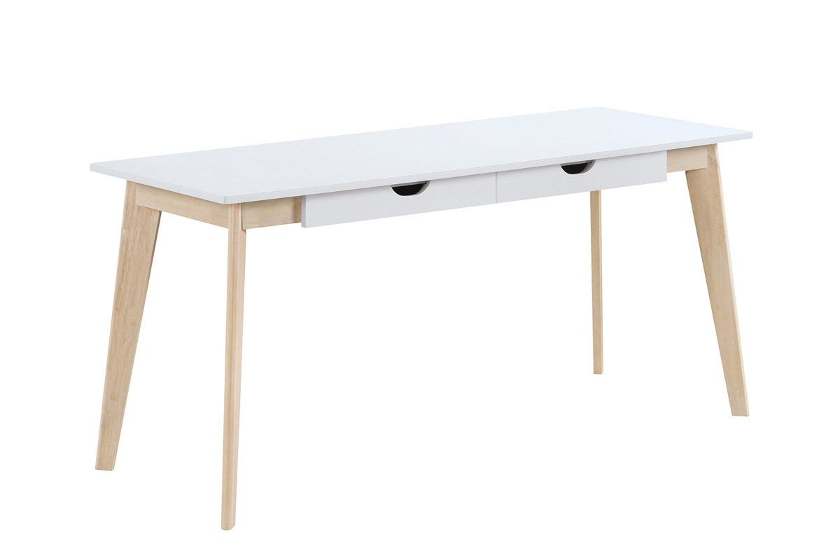 Scrivania scandinava con cassetti legno bianca L160 LEENA