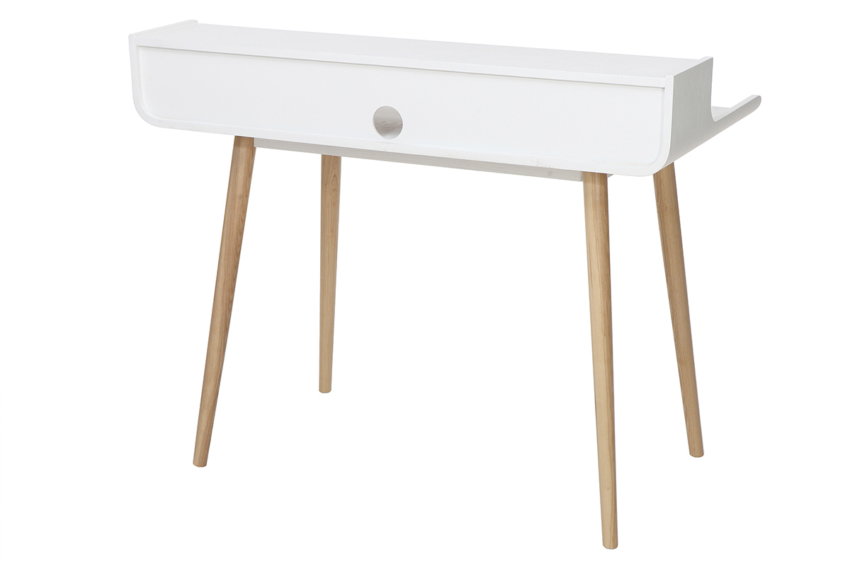 Scrivania scandinava legno e bianco  3 cassetti L110 cm OPUS