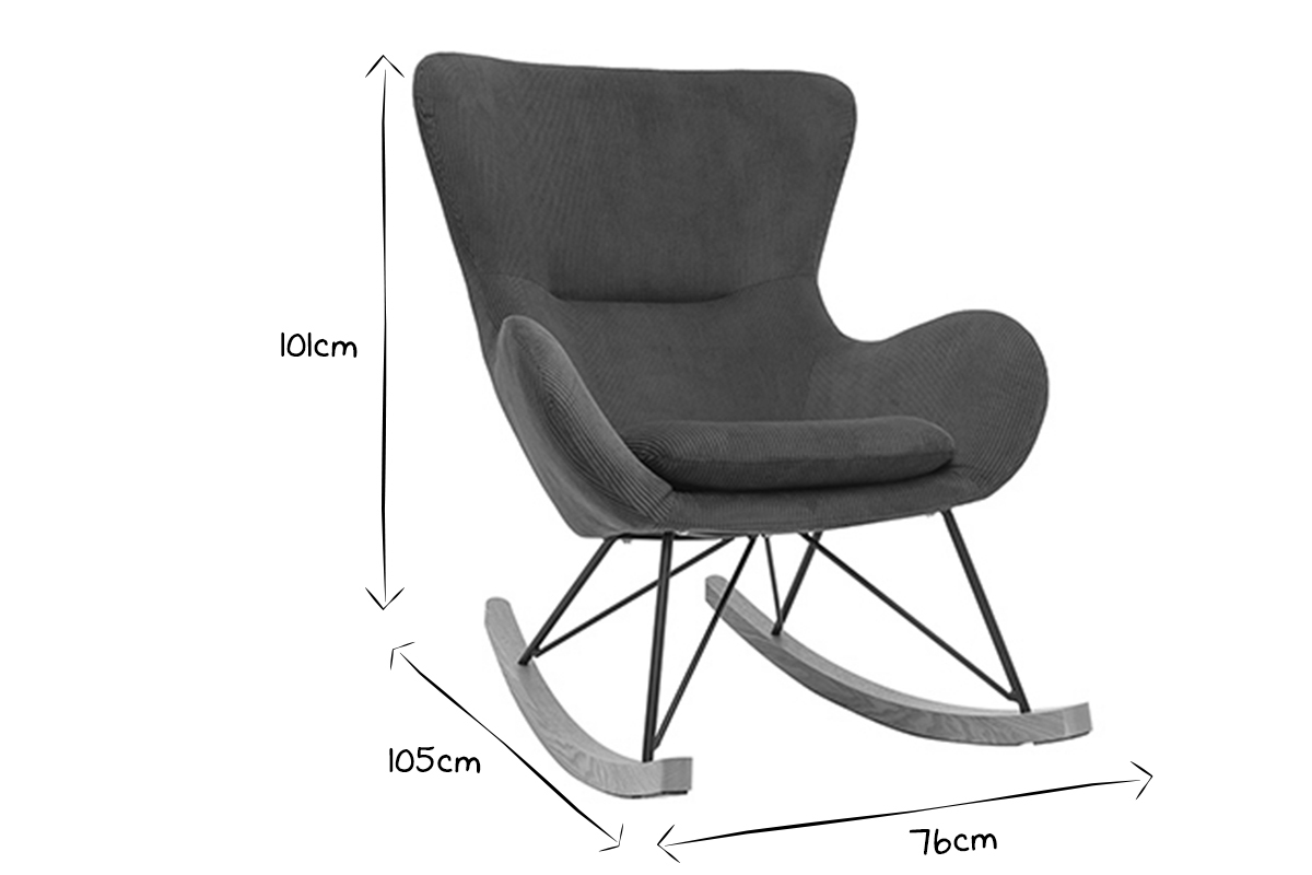 Sedia a dondolo design velluto a coste verde ESKUA