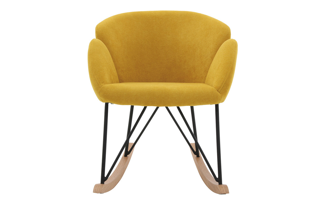 Sedia a dondolo design velluto giallo senape RHAPSODY