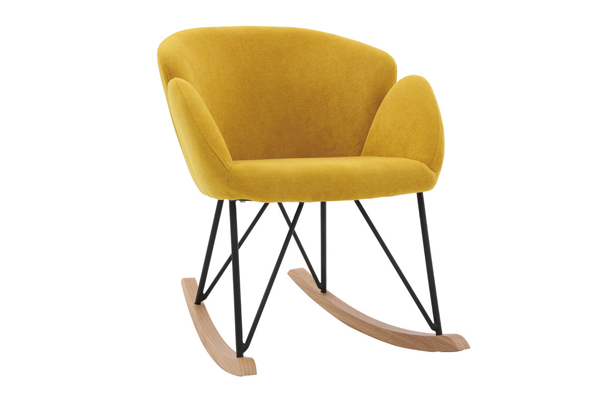 Sedia a dondolo design velluto giallo senape RHAPSODY