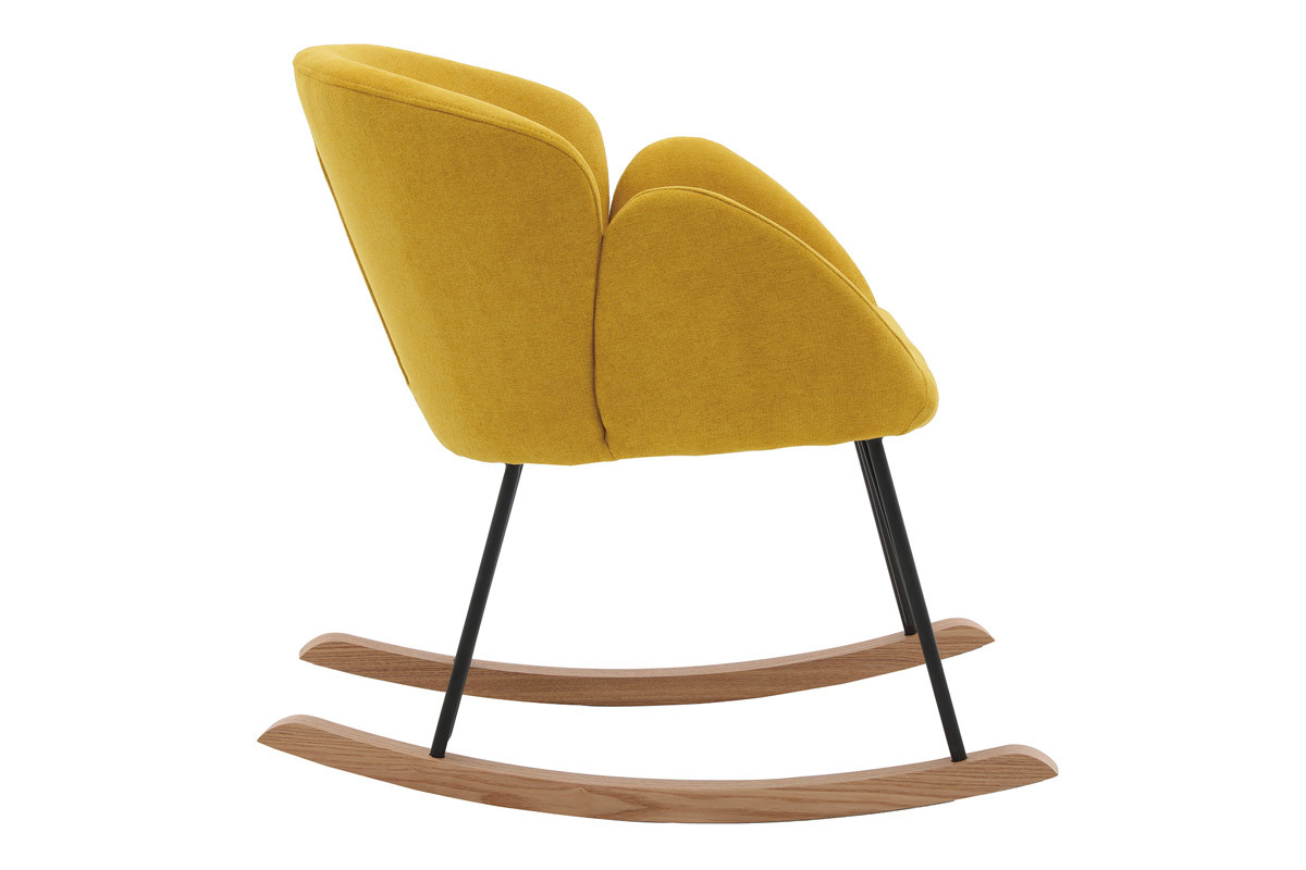 Sedia a dondolo design velluto giallo senape RHAPSODY