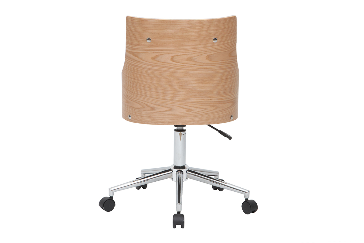 Sedia da ufficio design Bianco e legno chiaro con cuscino integrato MAYOL