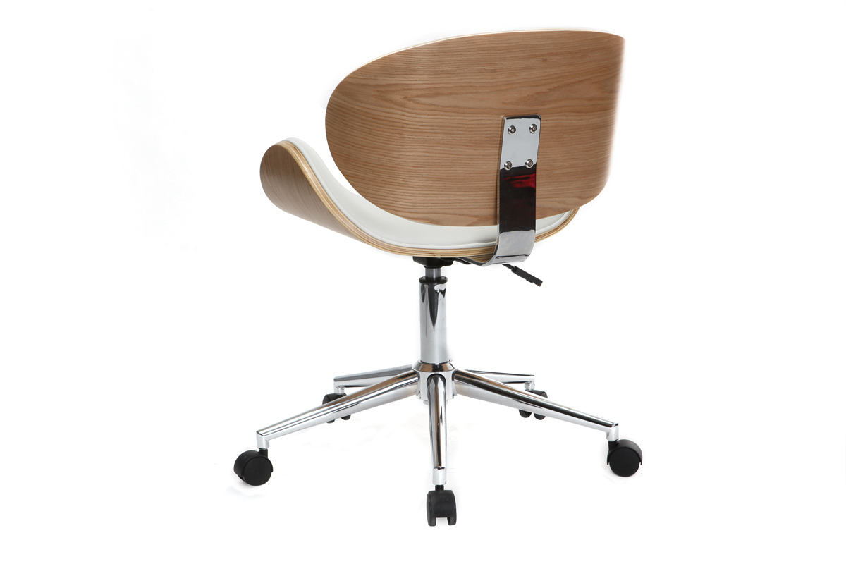 Sedia da ufficio design colore bianco e legno chiaro WALNUT