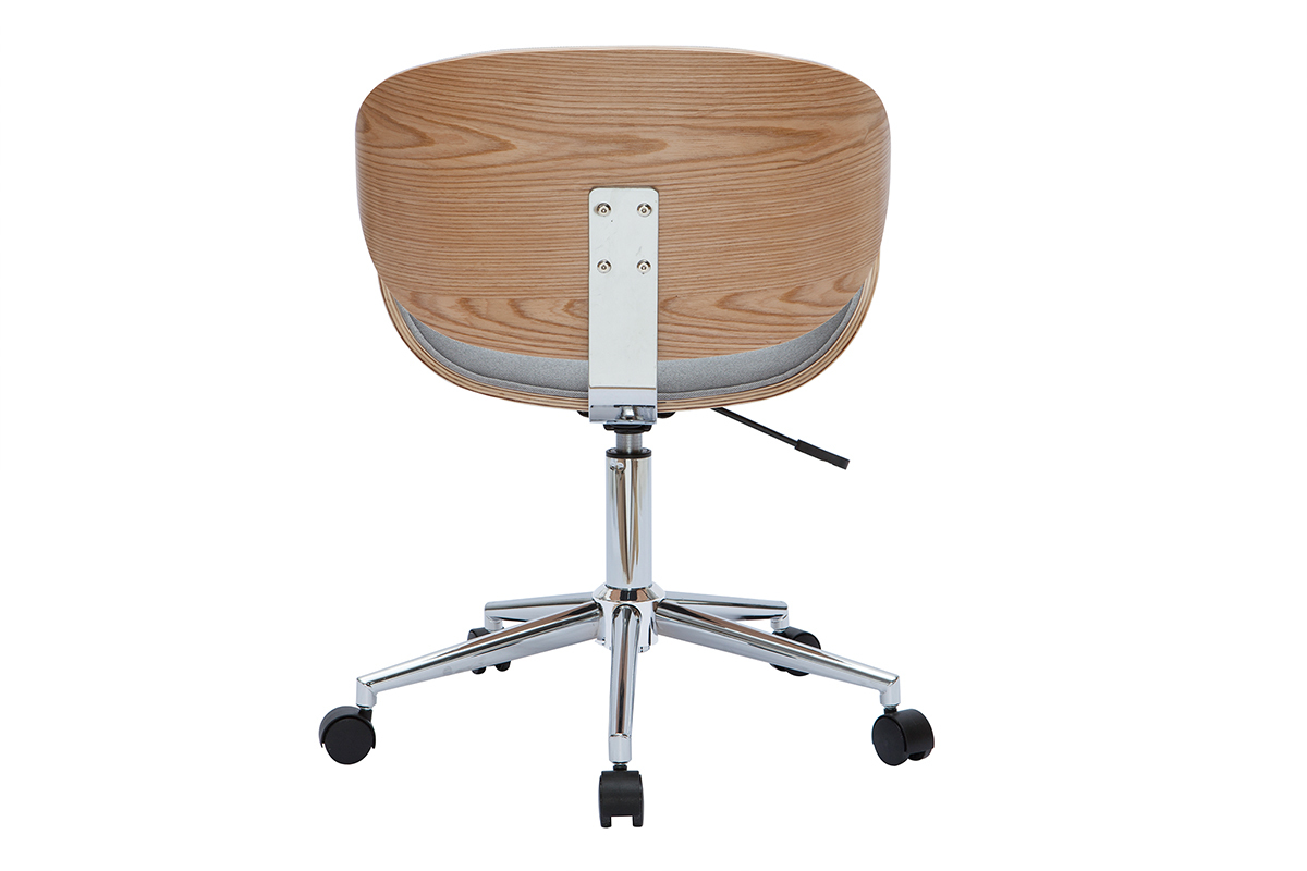 Sedia da ufficio design colore bianco e legno chiaro WALNUT