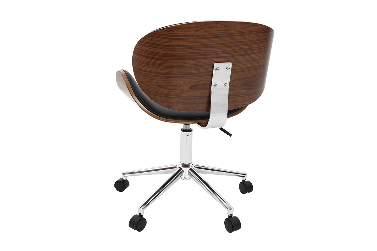 Sedia da ufficio design colore nero e legno WALNUT