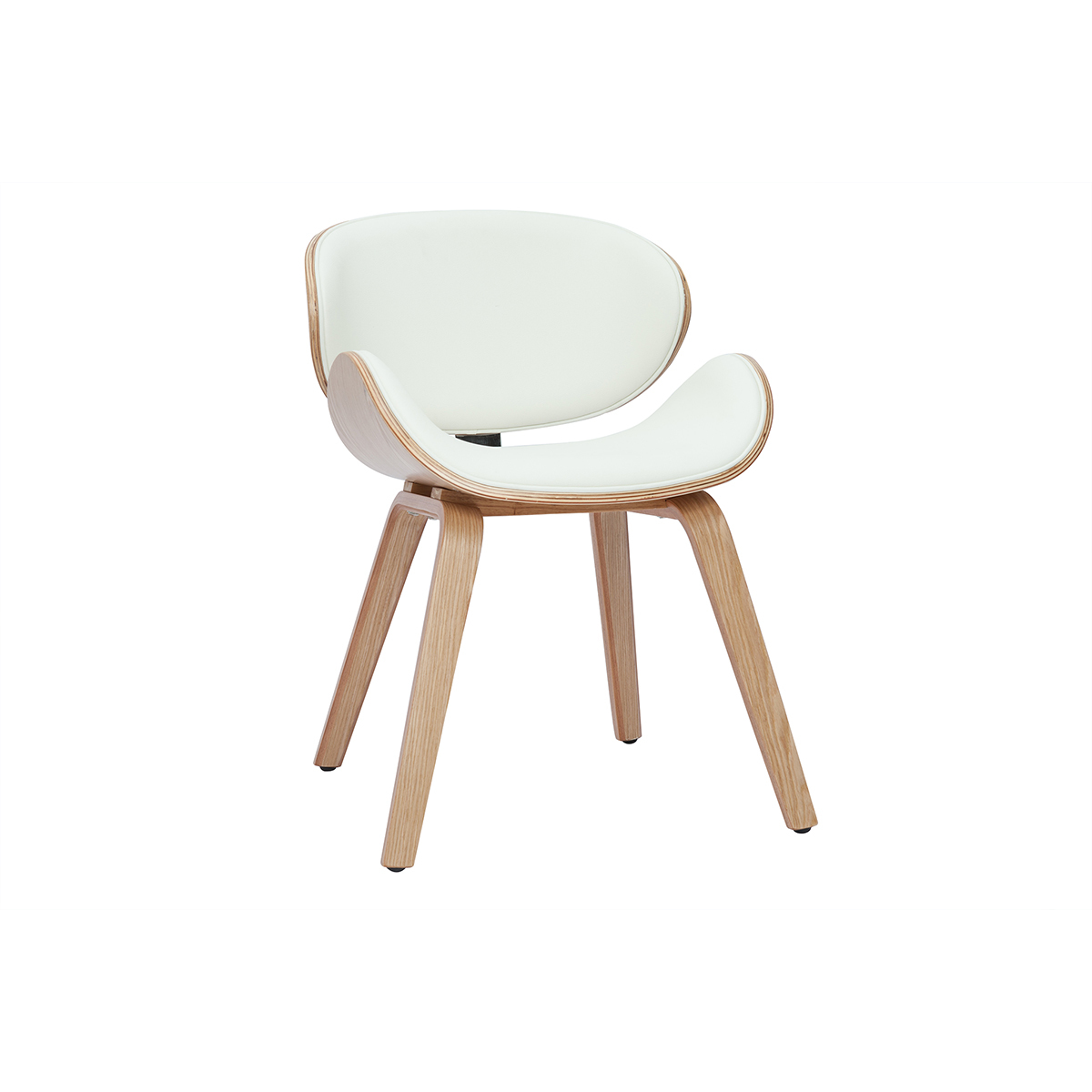Sedia design bianco e legno chiaro WALNUT
