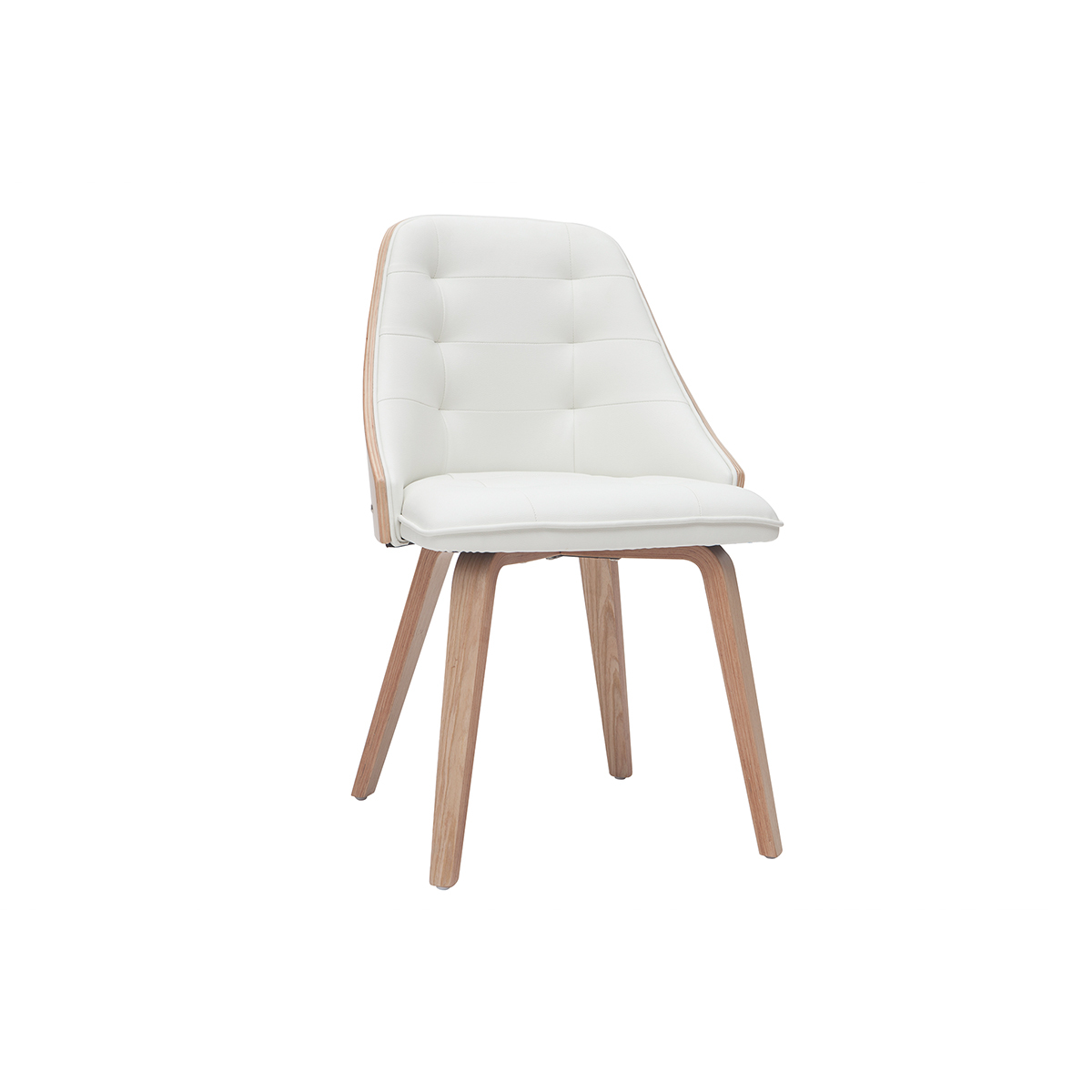 Sedia design bimateriale bianco e legno chiaro FLUFFY