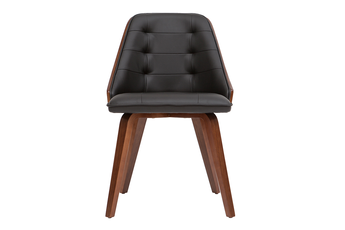 Sedia design bimateriale nero e legno  scuro FLUFFY