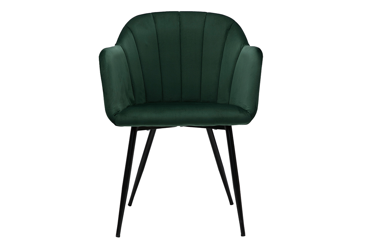 Sedia design in velluto verde e base metallo nero MILLY