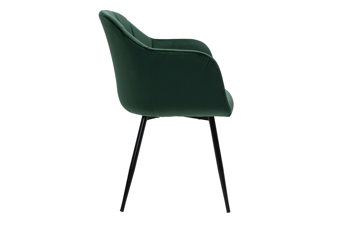 Sedia design in velluto verde e base metallo nero MILLY