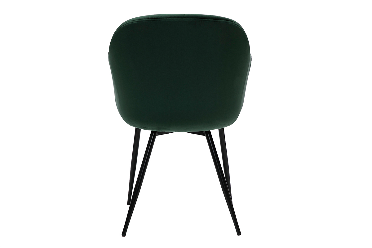 Sedia design in velluto verde e base metallo nero MILLY