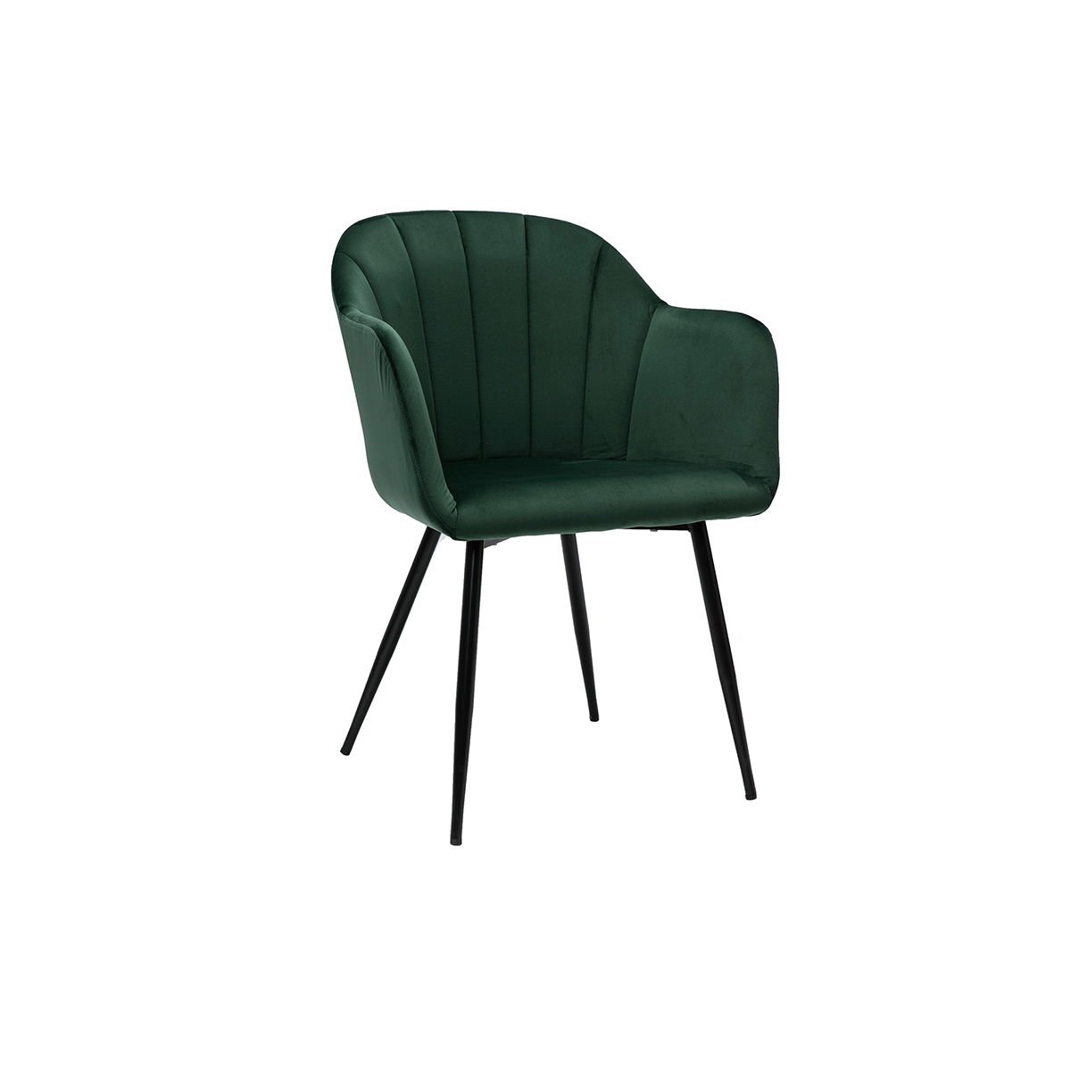 Sedia design in velluto verde e base metallo nero MILLY