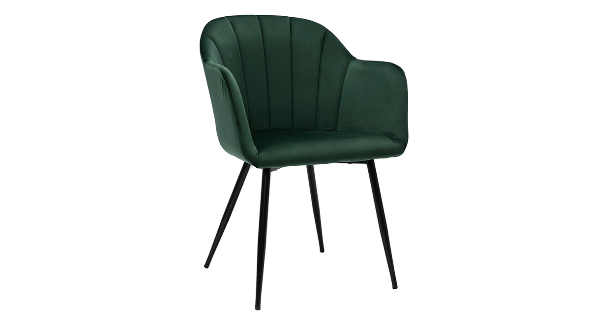 Sedia design in velluto verde e base metallo nero MILLY