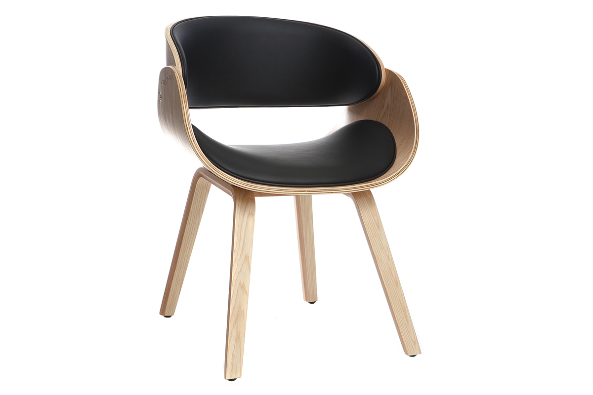 Sedia design nero e legno chiaro BENT